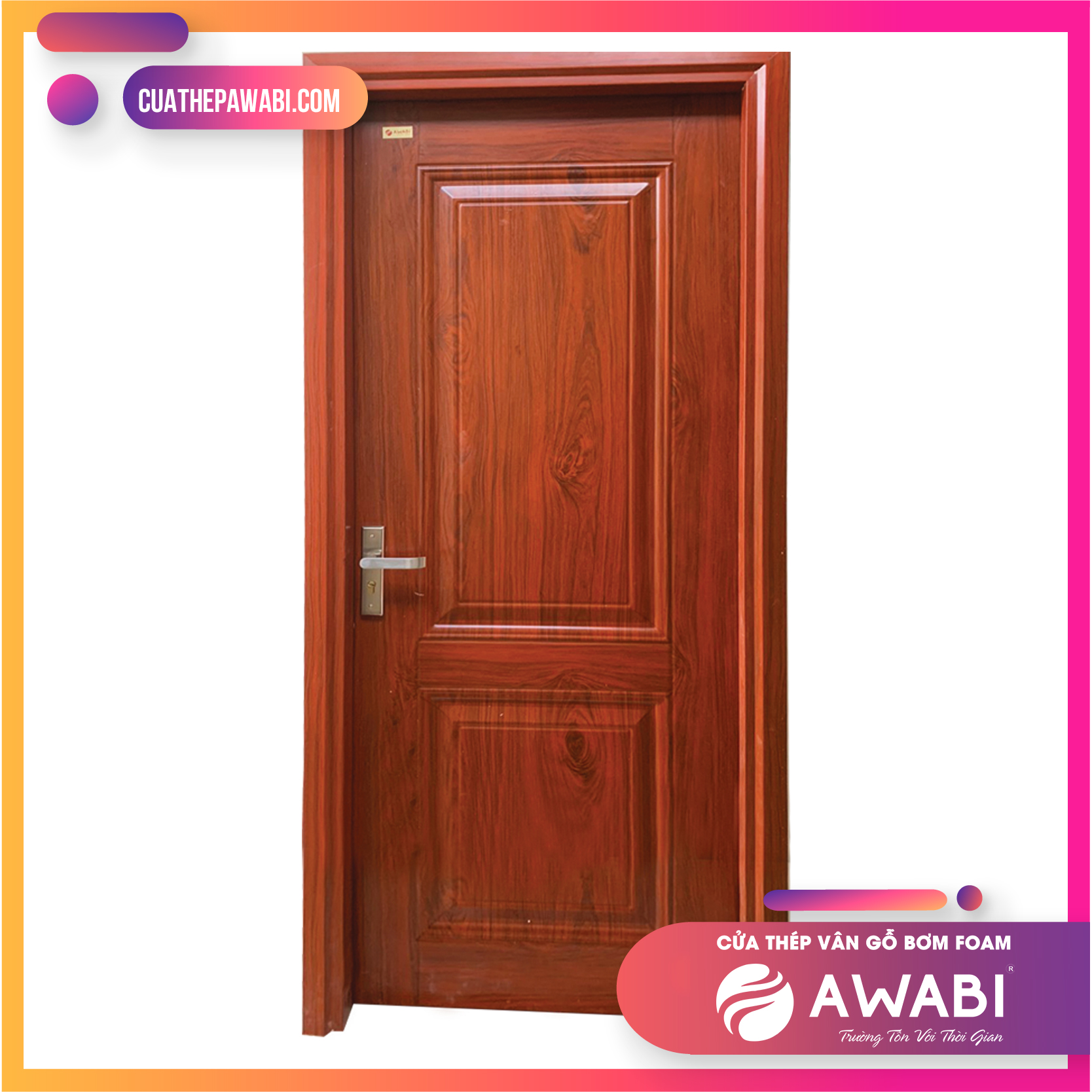 Cửa thép vân gỗ 1 cánh H2