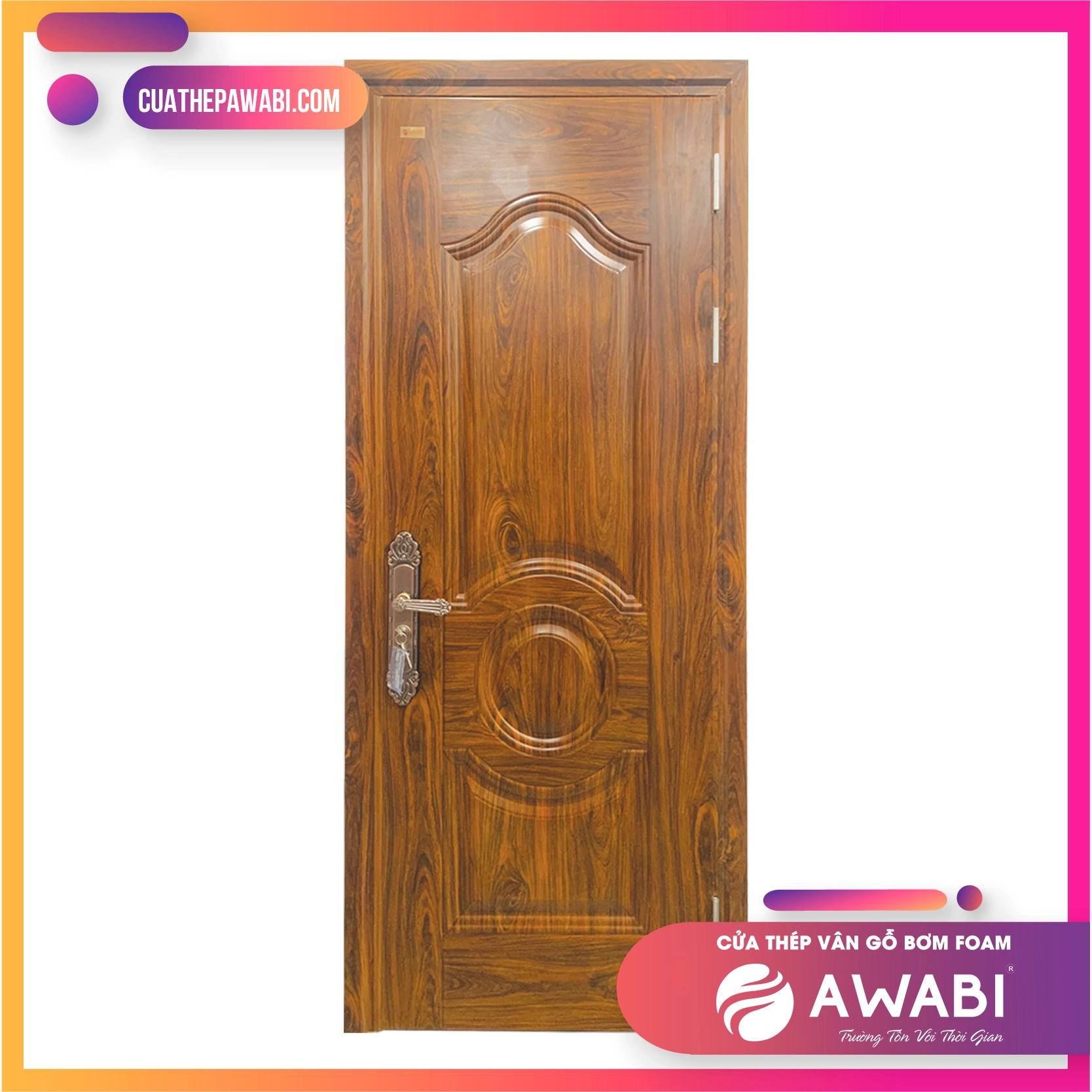 Cửa thép vân gỗ 1 cánh H6