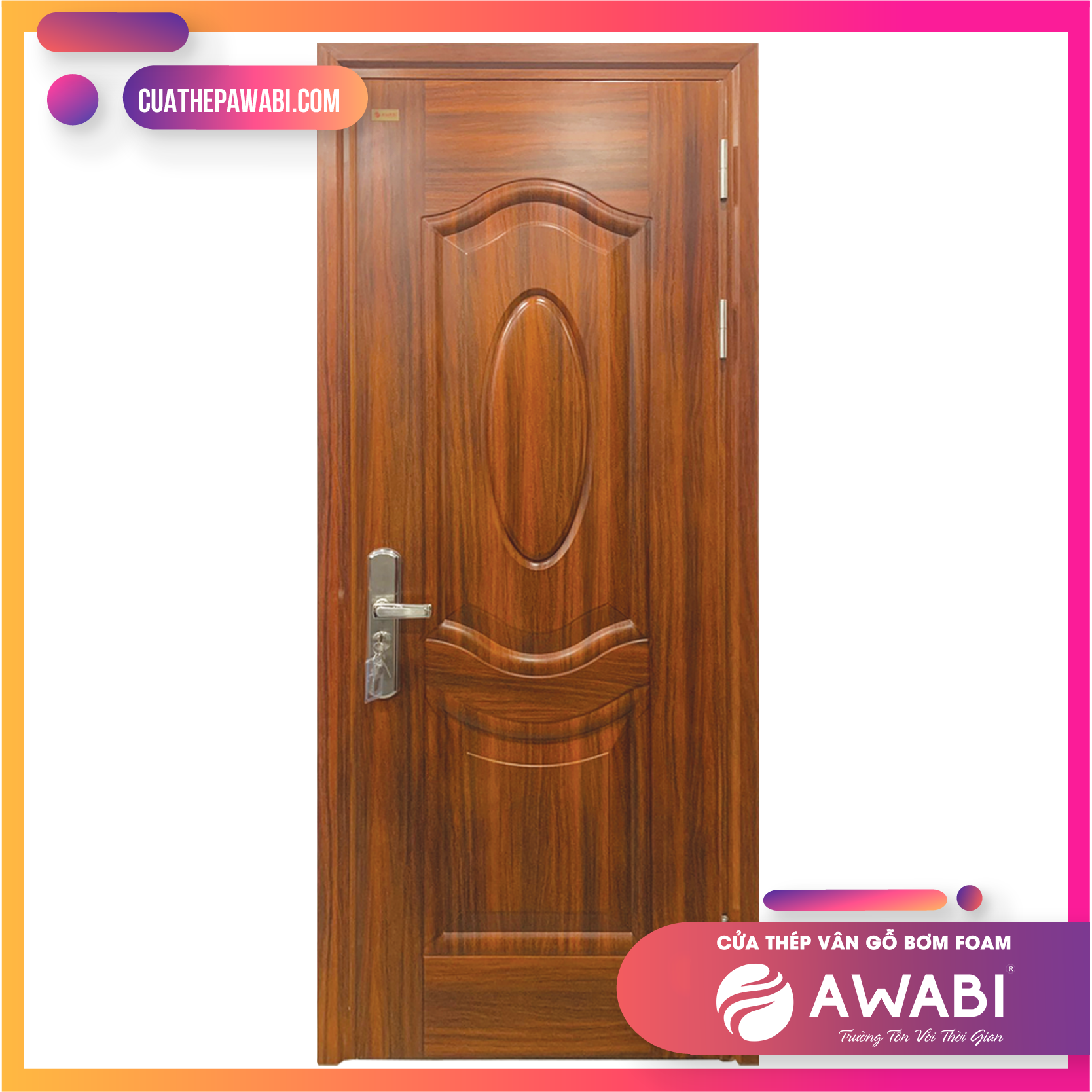 Cửa thép vân gỗ 1 cánh H8